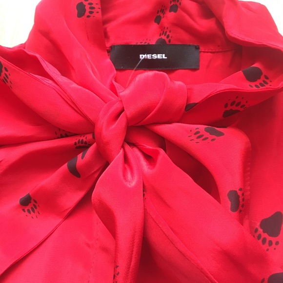 Diesel Pussybow blouse in warewolf paw print - Picture 4 of 6